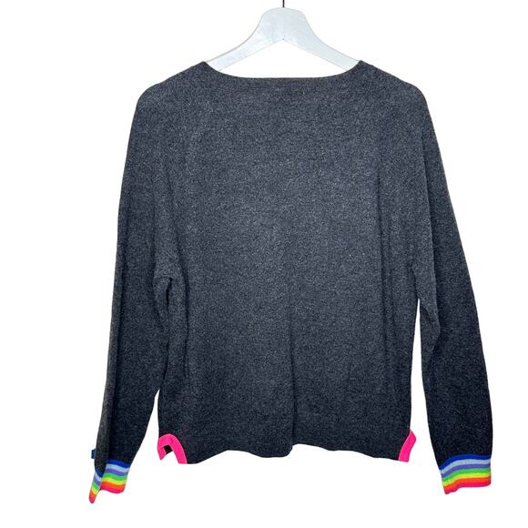 SCOTT & SCOTT London Cashmere Kiss Foil Metallic Rainbow Sweater Gray {S36} - Picture 2 of 5